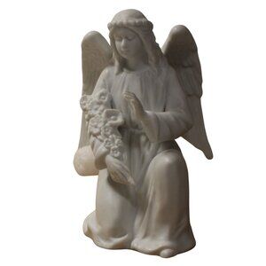 Homco Nativity White Kneeling Angel Flower Figurine #5617 Vtg 5.5" Replacement